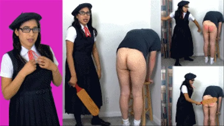 School girl eRica punishes a client for his school uniform fetish