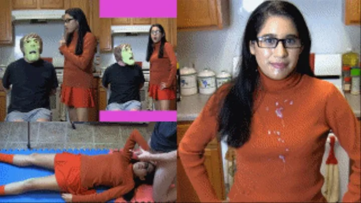 eRica captures the “Creeper” while dressed as Velma trying to TP her house! She makes him cover her in cum!