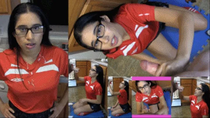 Soccer girl eRica milks her coach's cock for the holidays until it explodes all over her soccer uniform!