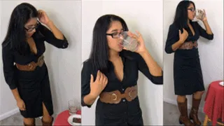 Bitchy Food Critic eRica drinks a glass of cum!!
