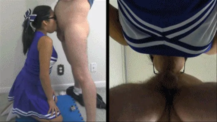 Cheerleader eRica loses her head cheerleading position. She deep throats a cock and takes a facial to get her position back!