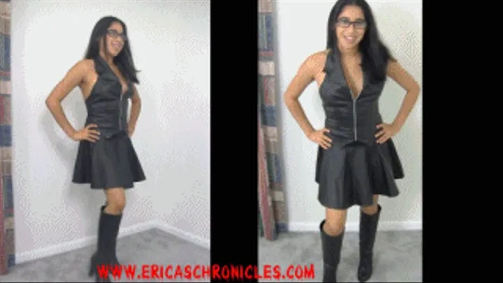 eRica gets wears her leather skirt and halter top to entice you to fuck her