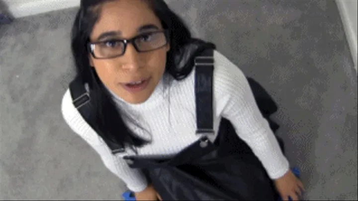 eRica sucks cock and gets a facial while wearing a short leather dress and a tight turtleneck to work