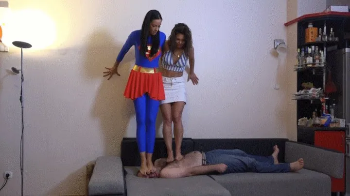 REA And SYLVIA - Supergirl In Action - BRUTAL Trampling And Facestanding Punishment