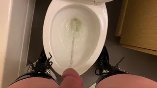 Pissing in thigh high boots