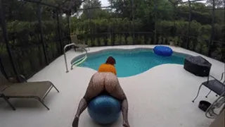 bouncing my big white oily booty on a ball naked
