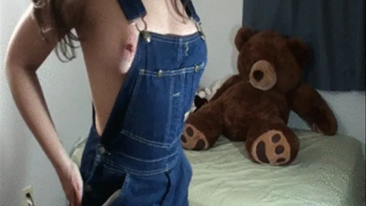 Adriana: Wet Diaper Under Overalls