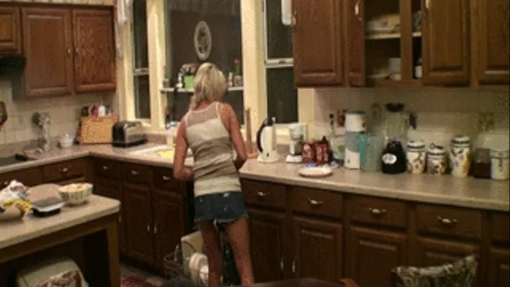 Step-Son is Creeping on Moms Feet in Kitchen