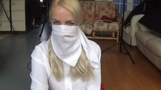 Masked Silk Scarf Handjob