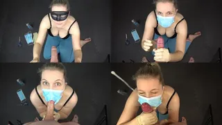 Kinky nurse blowjob trough surgical mask