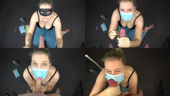 Kinky nurse blowjob trough surgical mask