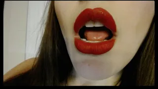 Red Lips and Teeth Licking