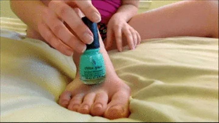 Pretty blue toe nails!