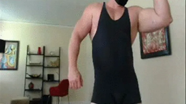 Black Mask Black Singlet Black Trunks