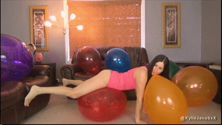 Inflating Big Balloons For The Party - Balloon Blow2pop Fetish - Kylie Jacobs WMV