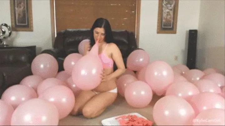 Inflating Pink Balloons - Balloon Fetish - Kylie Jacobs