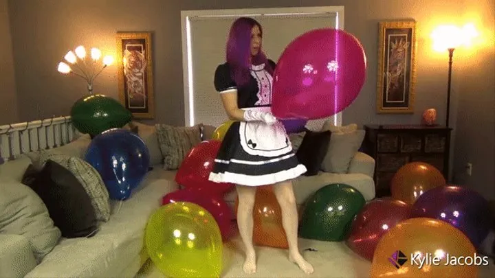 Maid Cleans Up Balloons After the Party