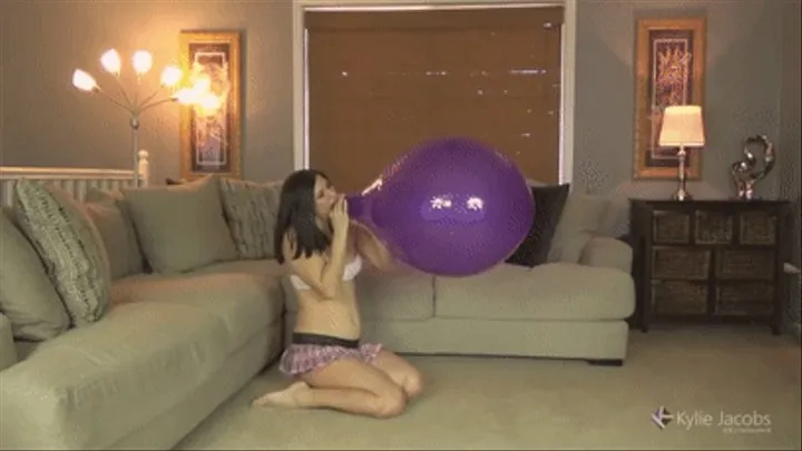 Purple B2P in Plaid Skirt - Balloon Blow2pop Fetish - Kylie Jacobs