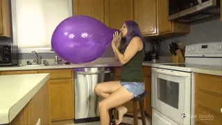 Purple B2P in the Kitchen - Balloon Blow2pop Fetish - Kylie Jacobs