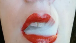 French Inhale Deep Red Lips, Smoking Marlboro - - MP4