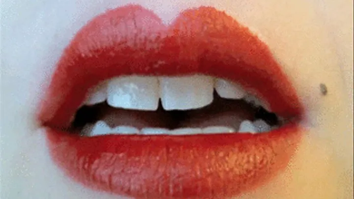 Sexy Moaning in Red Lipstick - Extreme Close Up