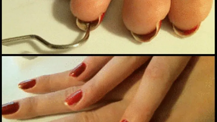 Cleaning Under Finger Nails - Red Polish