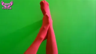Sexy FootJob - Foot Play in Pink Stocking