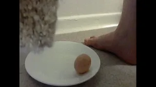 Barefoot egg crushing