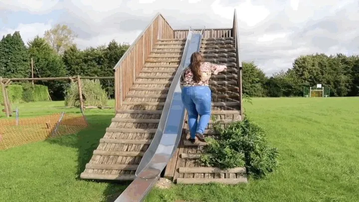 Fatty at the Playground: Stuck on the Slide!