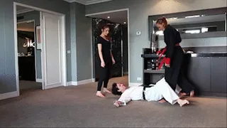 Kickboxer Sasha and Karate Woman Ruby Defeat Peter and Matt