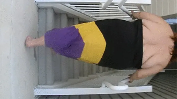 2 Big Ass Gals walking up stairs showing off thier big thighs ass and more!