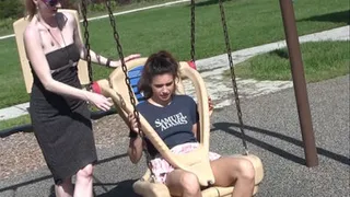 Diapered T.een Nikki Gets Pushed On A Swing In A Popular Public Park