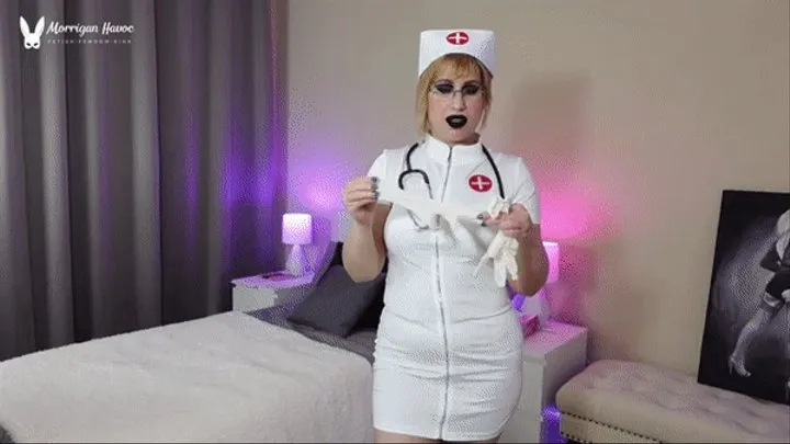 Evil Nurse Gives an Exam Wearing Latex Gloves