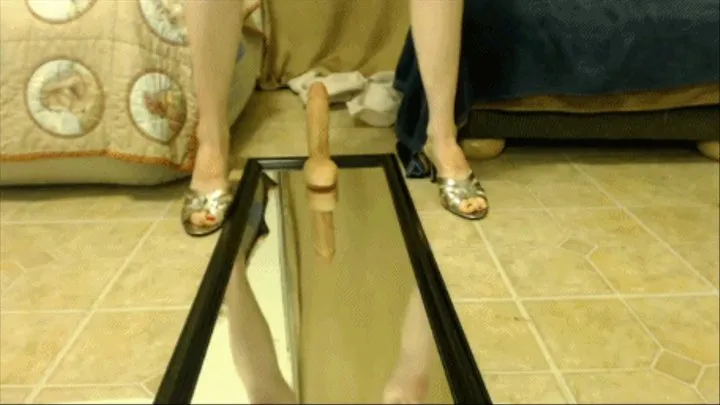 Fuck mirror dildo in heels