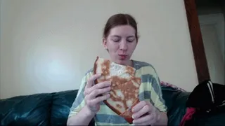 Eating pizza in a thong and ran out of sauce!