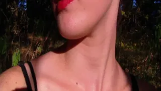 Showing Off My Throat Outside In The Woods