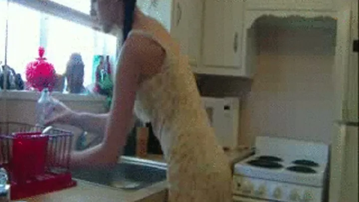 Scrubbing My Kitchen In A Sexy Dress And High Heels