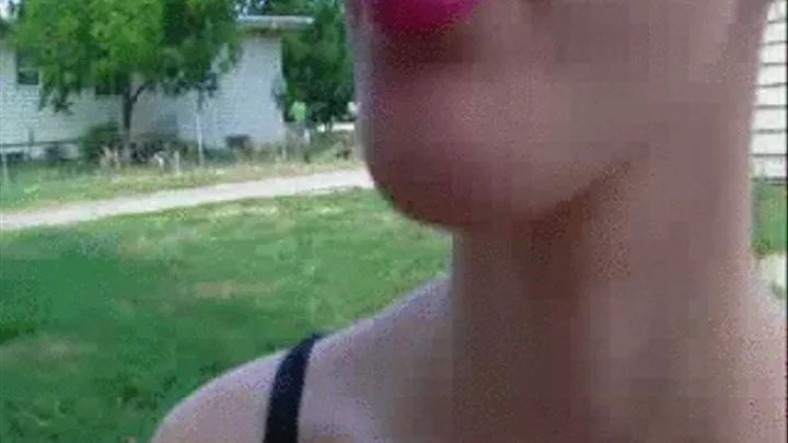 Smoking Outside In Pink Lipstick