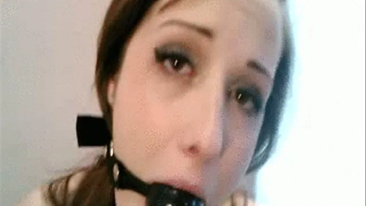 Ballgagged Drooling All Over My Tits And Leather Pants