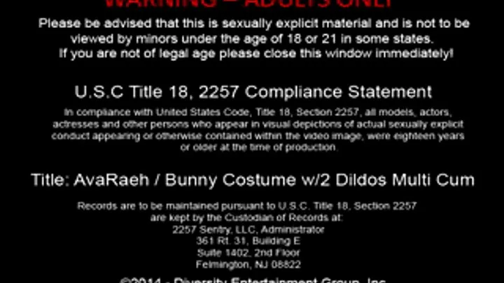 Bunny Costume w/2 Dildos Multi Cum - Full Video, AvaRaeh - Recession Girlz