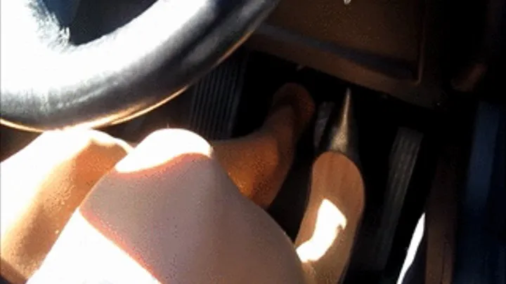 Secretary driving fast wearing high heels pumps shoes - part 2