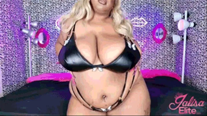 Black Leather BBW Body Tease and Cum