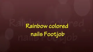 Rainbow colored nails footjob