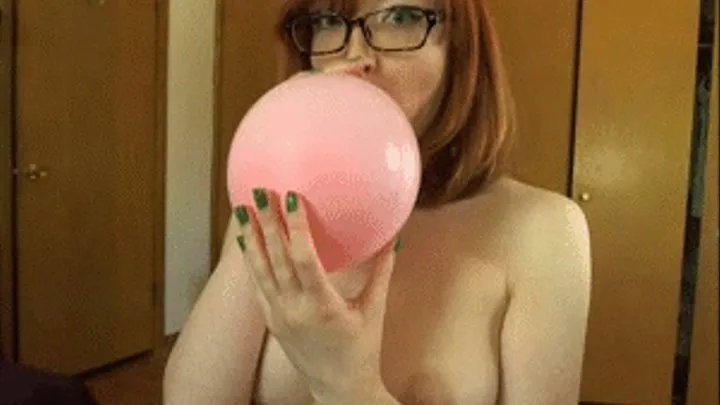 Blowing balloon til it POPS-AH!