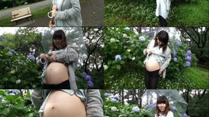 Hairy Pregnant Shows Her Baby Bump in the Garden!