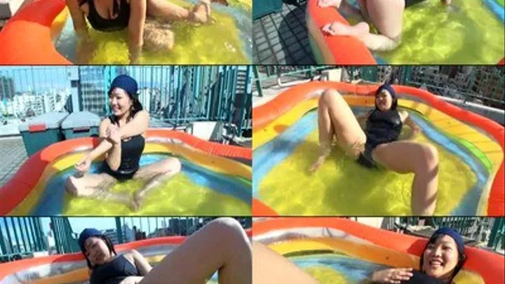 Rooftop Masturbation in a Pool! - Full version - LIA-411