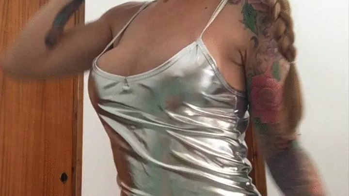 shiny silver dress big nipples