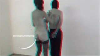 3D. Trampling on my bondaged slave. 3D. Anaglyph. WMV. .