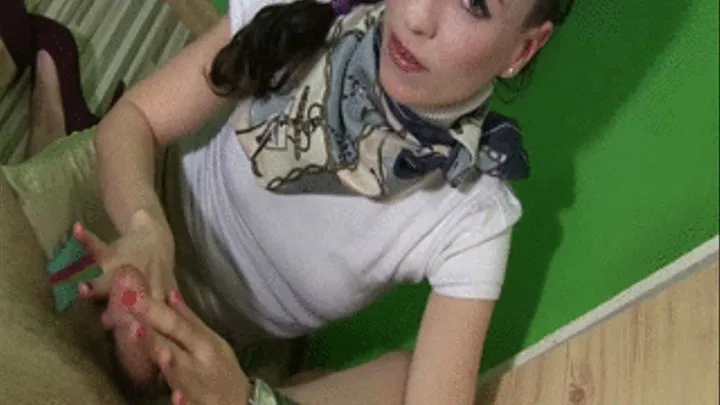 Secretary Sylvia's Handy Treatment. Silk Scarf Perfect Slow Handjob POV