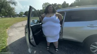 Public Park Waddle in a Tight White Dress